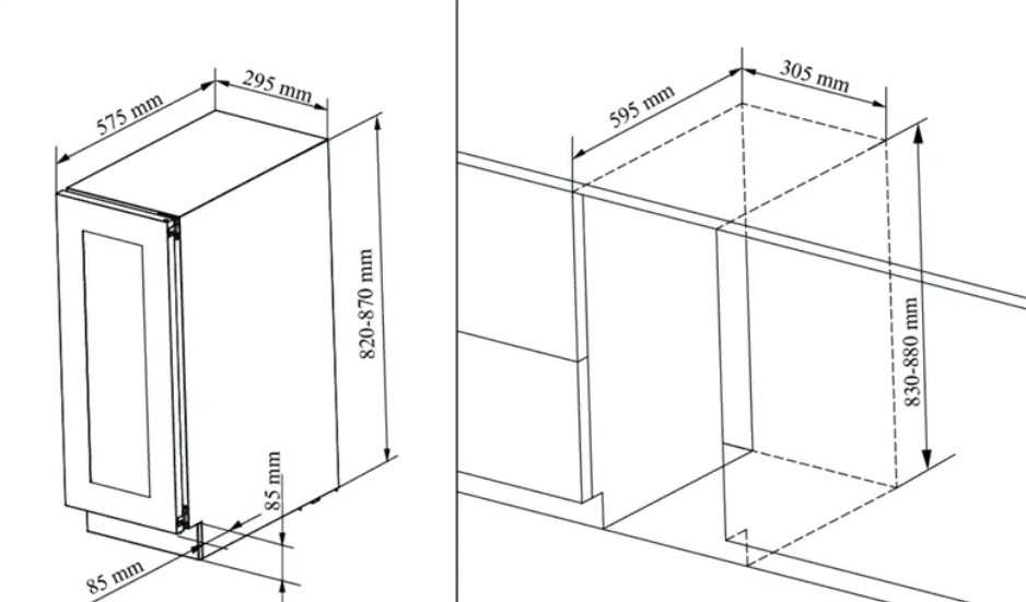 Pevino NG 20 Flaschen - 1 Zone - Schwarze Glasfront - Holzvorderkante