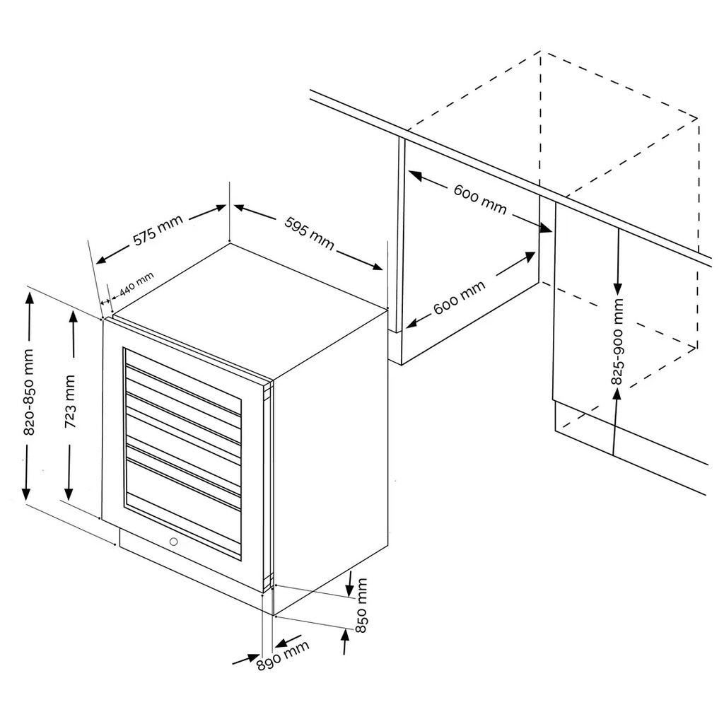 Pevino NG 39 Flaschen - 2 Zonen - Edelstahl Front - Holzvorderkante