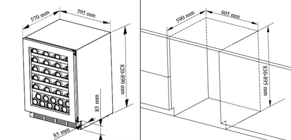 Pevino NG 39 Flaschen - 2 Zonen - Edelstahl Front - Holzvorderkante