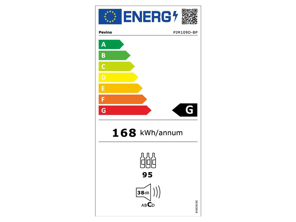 Pevino Imperial Push Open 95 Flaschen - 2 Zonen - Schwarz - integrierbar