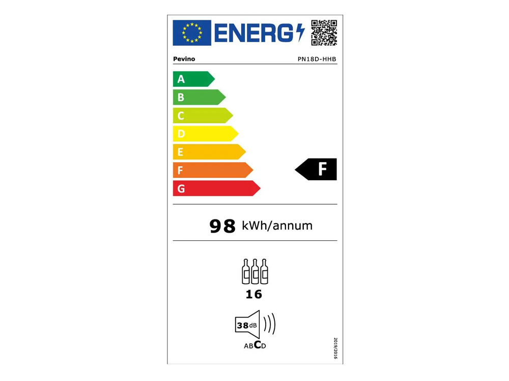 Pevino Noble 16 Flaschen - 2 Zonen - Schwarze Glasfront