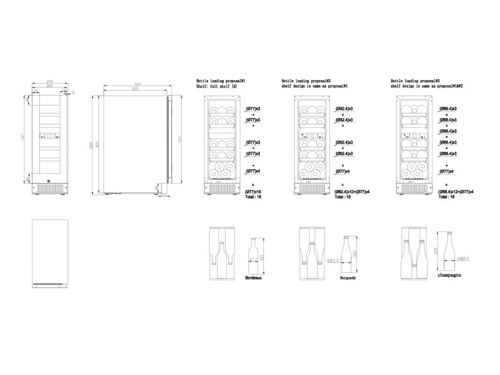 Pevino Noble 16 Flaschen - 2 Zonen - Schwarze Glasfront