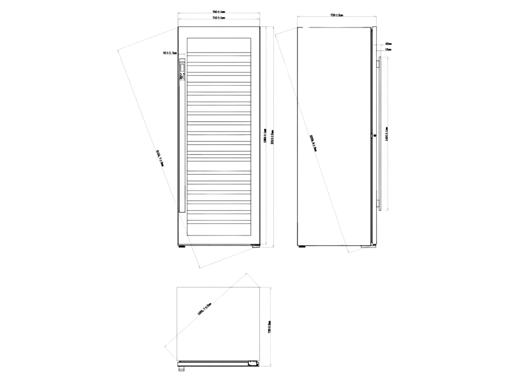Pevino Giant 267 Flaschen - 1 Zone - Schwarze Glasfront