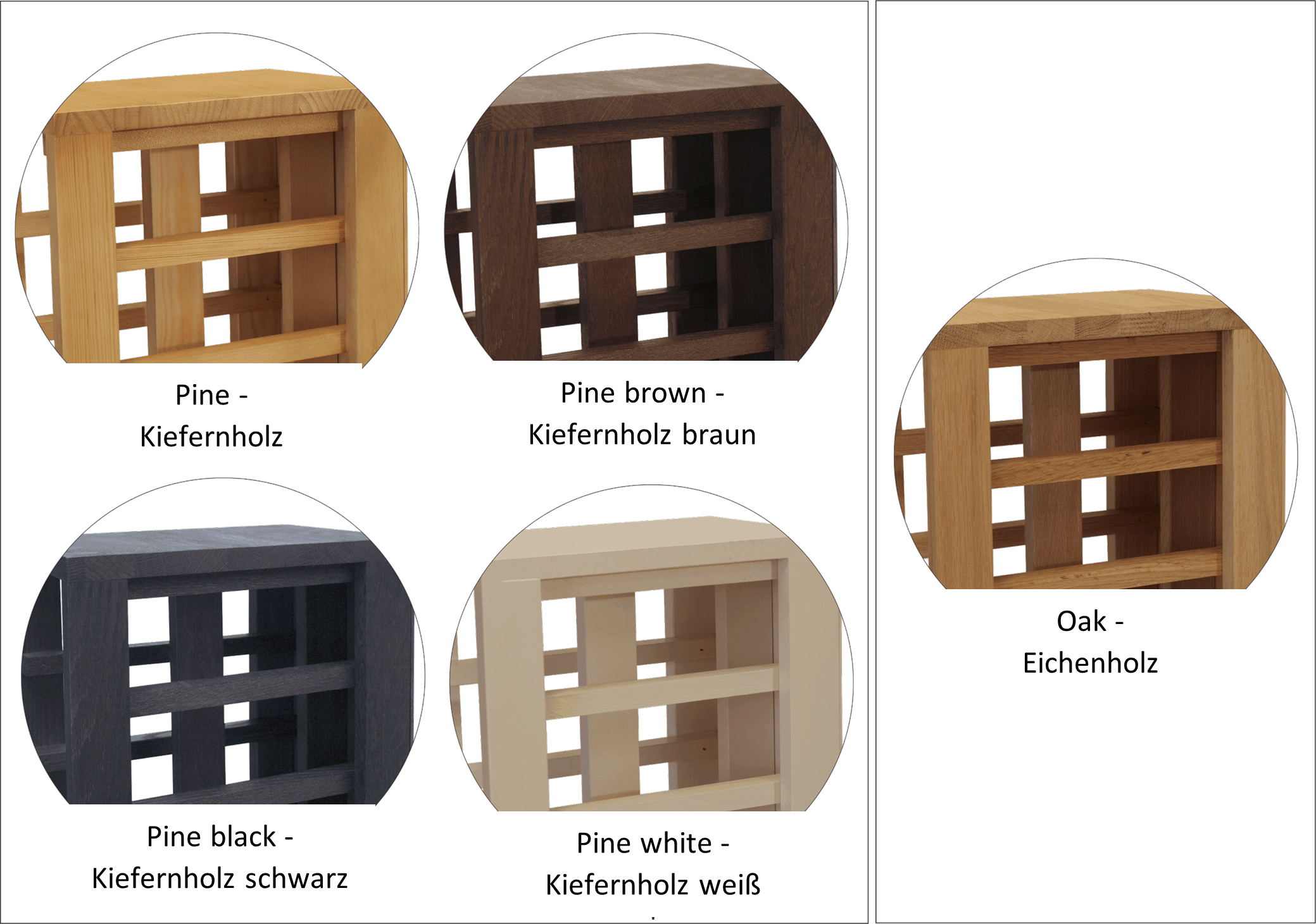 Winerex DELFO - 44 Flaschen + Eckmodul - Kieferholz braun gebeizt