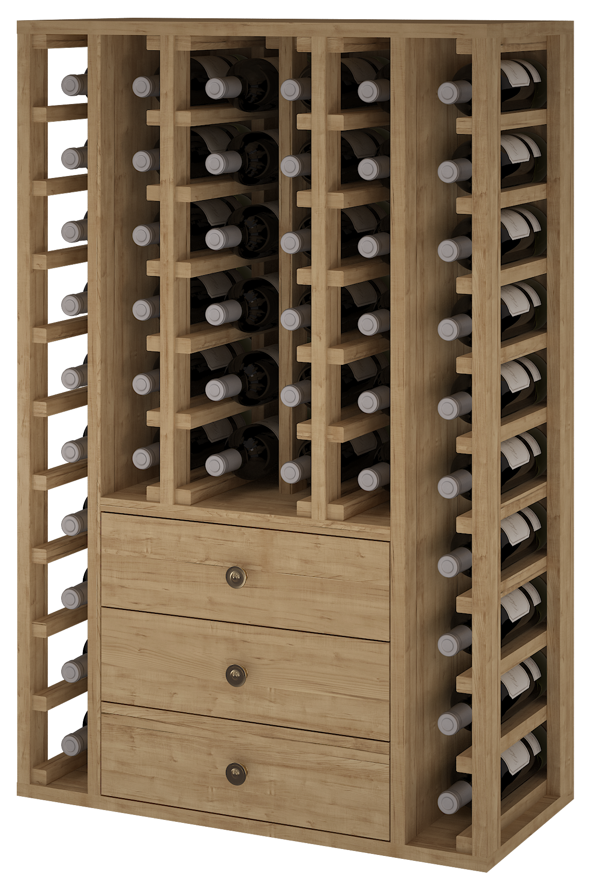 Winerex DITA - 44 Flaschen + 3 Schubladen unten - Kieferholz