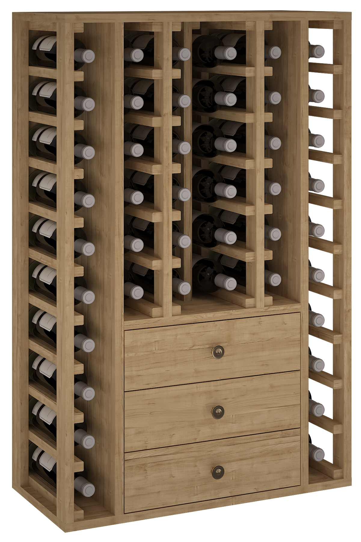 Winerex DITA - 44 Flaschen + 3 Schubladen unten - Kieferholz