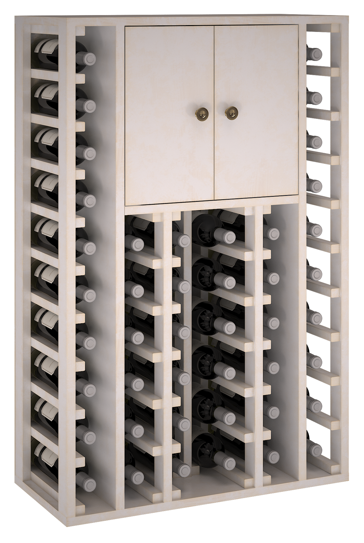 Winerex EFREN - 44 Flaschen + Schrank oben - Kieferholz weiß gebeizt