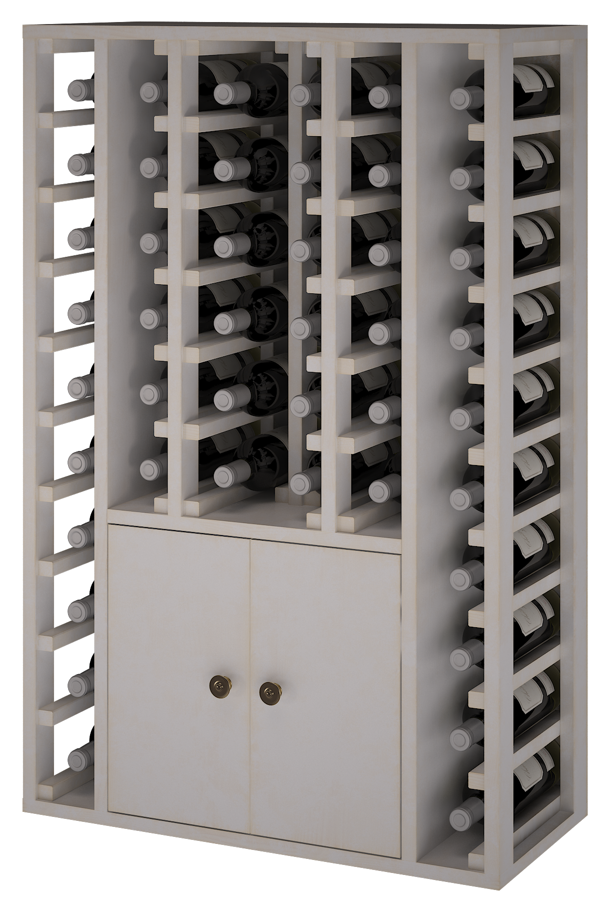 Winerex ESMA - 44 Flaschen + Schrank unten - Kiefernholz weiß gebeizte