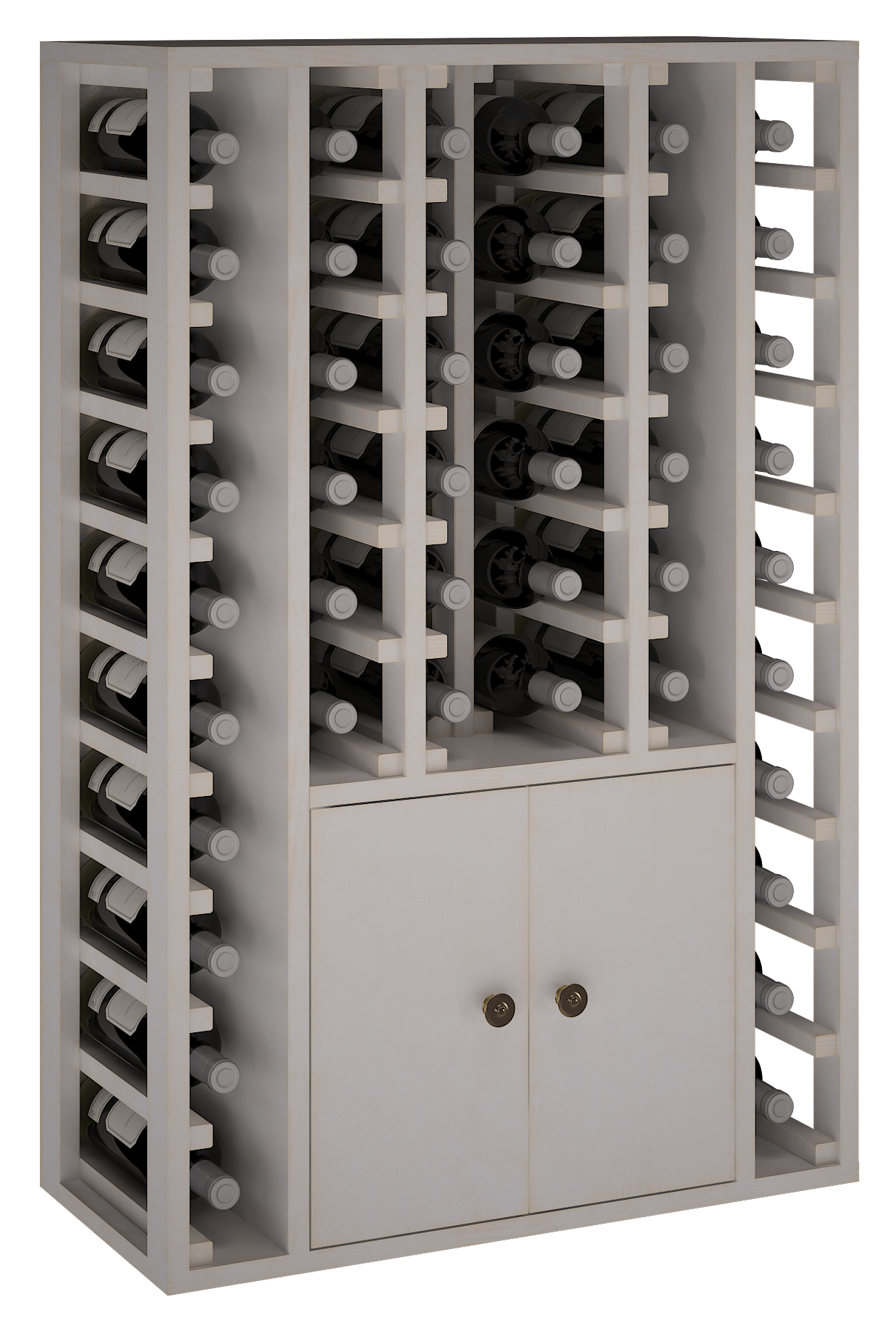 Winerex ESMA - 44 Flaschen + Schrank unten - Kiefernholz weiß gebeizte