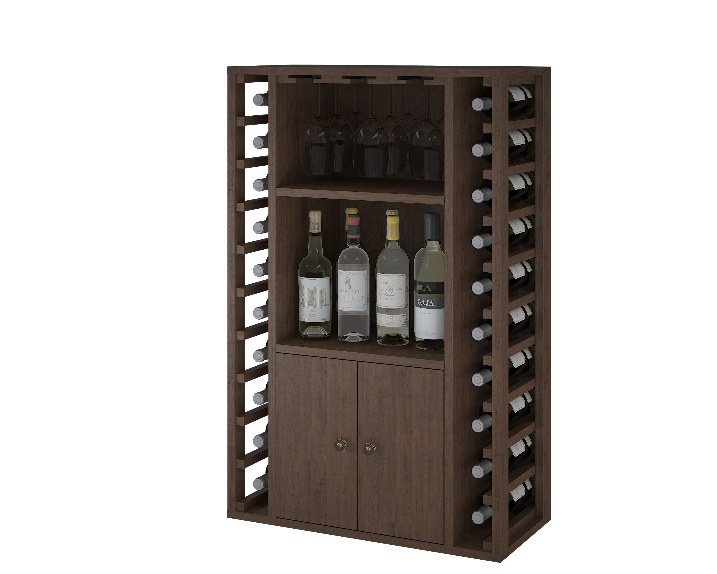 Winerex FARO - 20 Flaschen + Schrank und Fächer - Kiefernholz braun gebeizt
