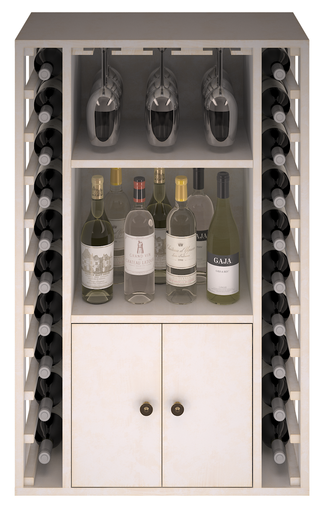 Winerex FARO - 20 Flaschen + Schrank und Fächer - Kiefernholz weiß gebeizte