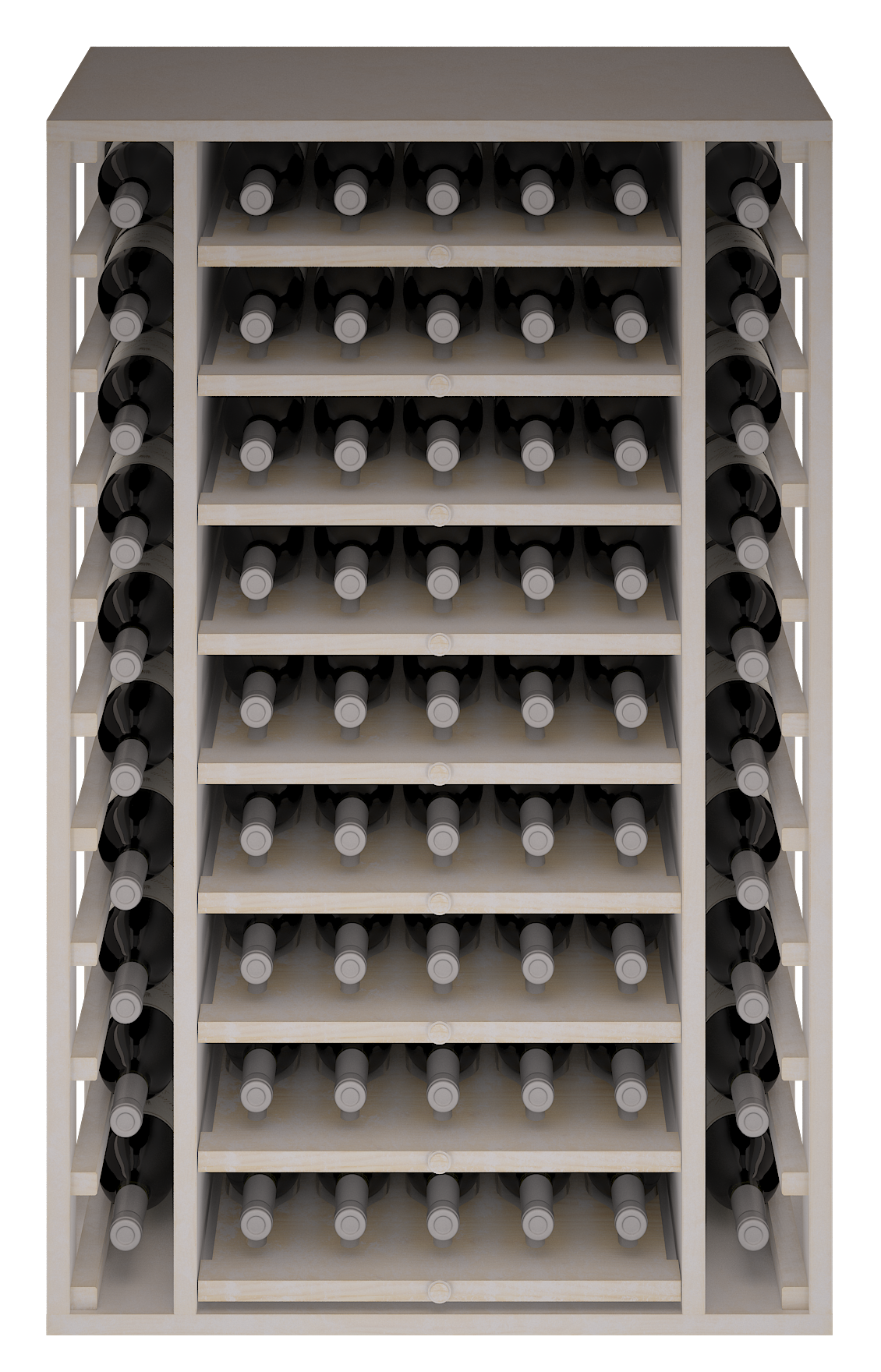 Winerex FAUSTA - 65 Flaschen + ausziehbare Fächer - Kiefernholz weiß gebeizte