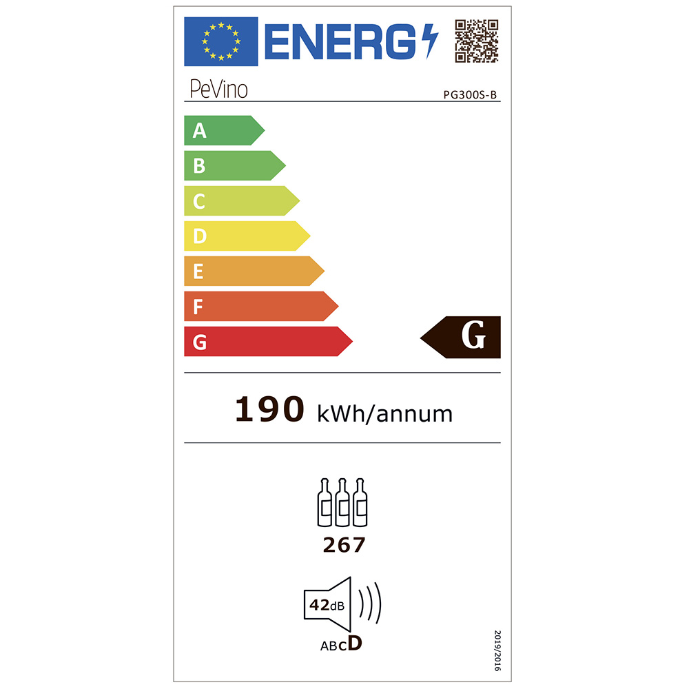 Pevino Giant 300 Flaschen - 1 Zone - Schwarze Glasfront