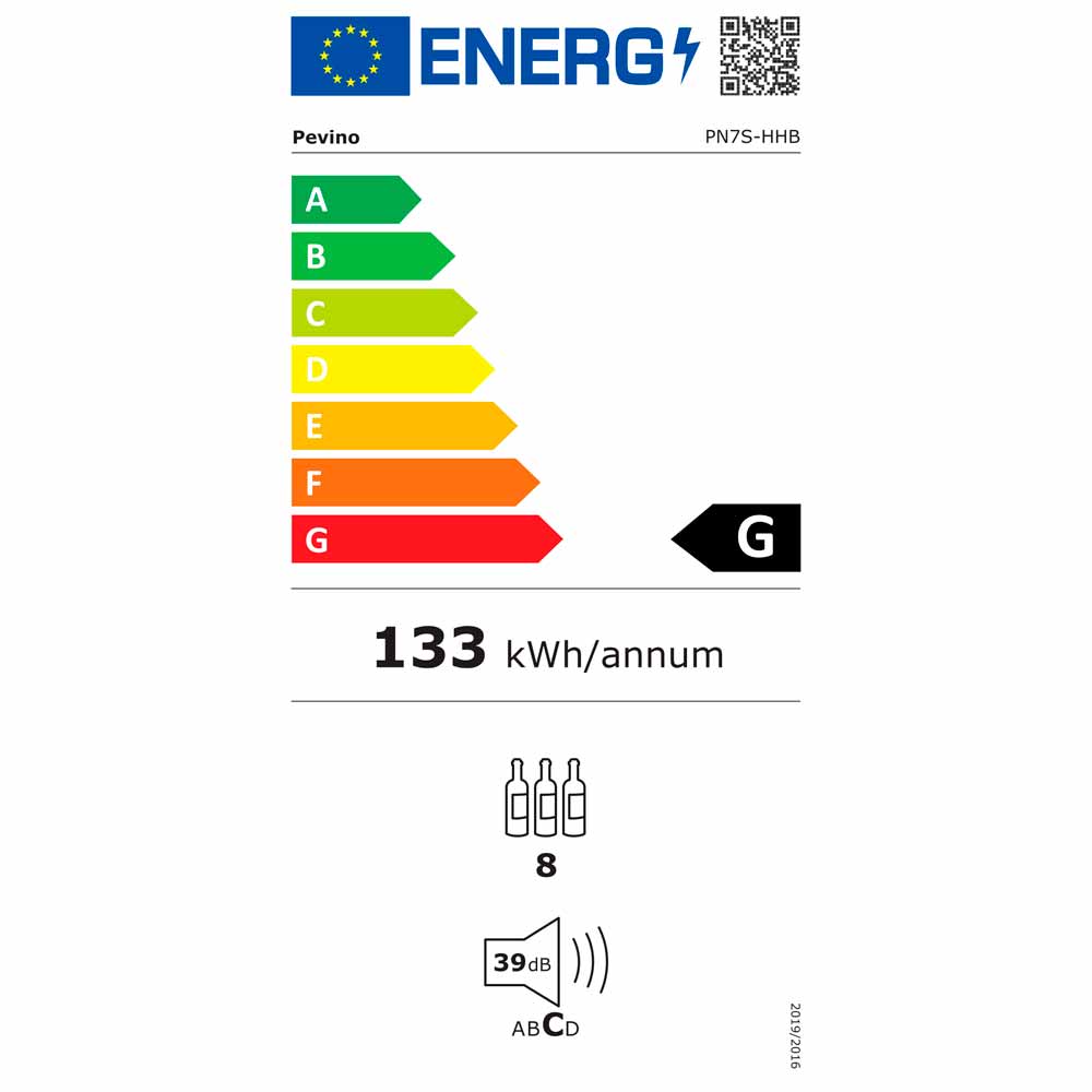 Pevino Noble 8 Flaschen - 1 Zone - Schwarze Glasfront