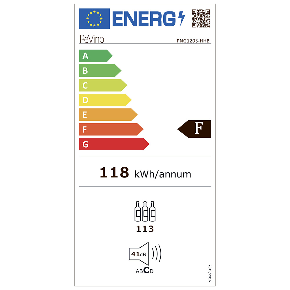 Pevino NG 113 Flaschen - 1 Zone - Schwarze Glasfront - Holzvordekante