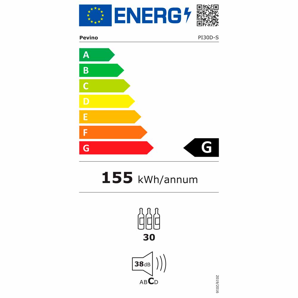 Pevino 30 Flaschen - 2 Zonen - Edelstahl Front - Integrierbar - Holzvordekante