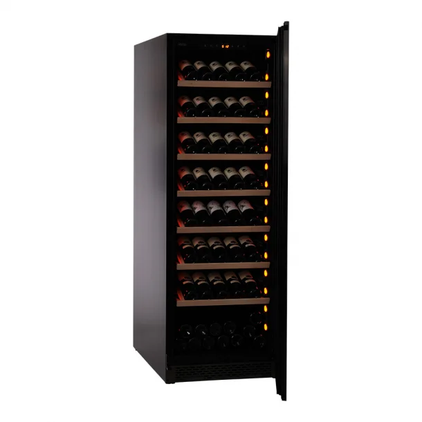 Pevino Majestic Display 159 Flaschen - 1 Zone - Schwarze Glasfront - Regalfronten aus Edelstahl