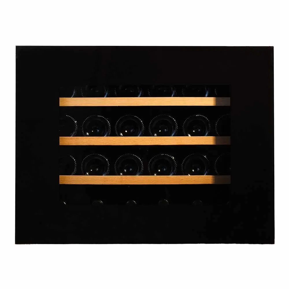 Pevino 24 bottles - single zone - black glass front - integrated - white aluminium trim