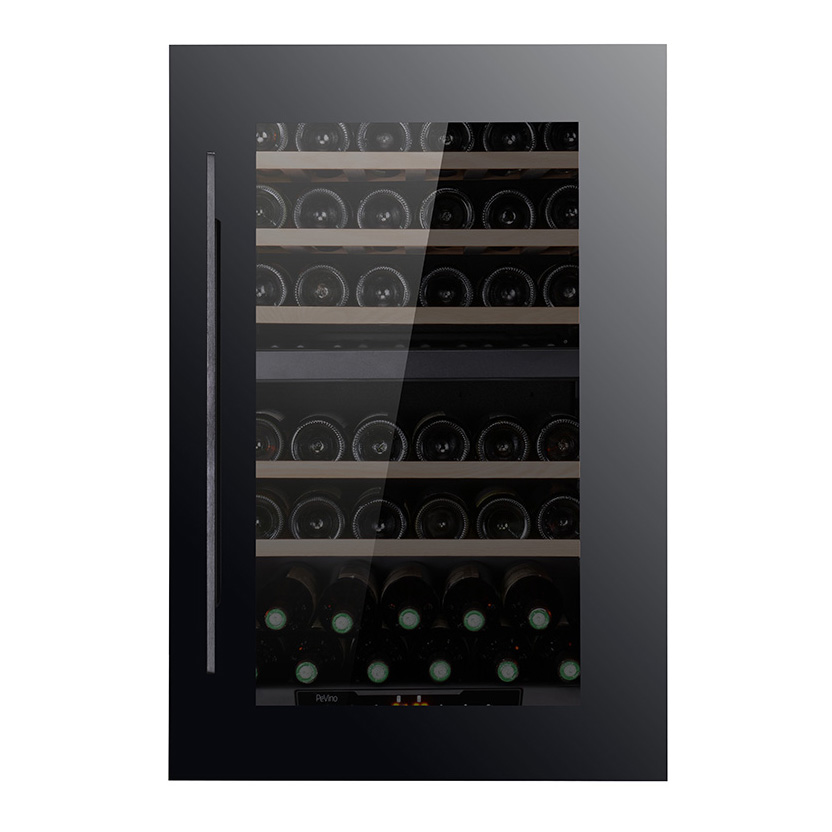 Pevino 42 bottles - dual zone - black glass front - integrated - black aluminium trim