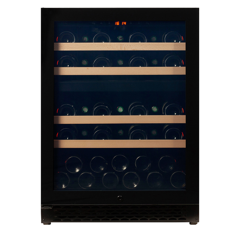 Pevino NG 39 bottles - 2 zones - black glass front - black aluminium trim