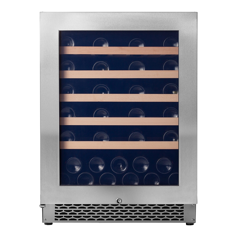 Pevino NG 46 bottles - 1 zone - stainless steel front - black aluminium trim