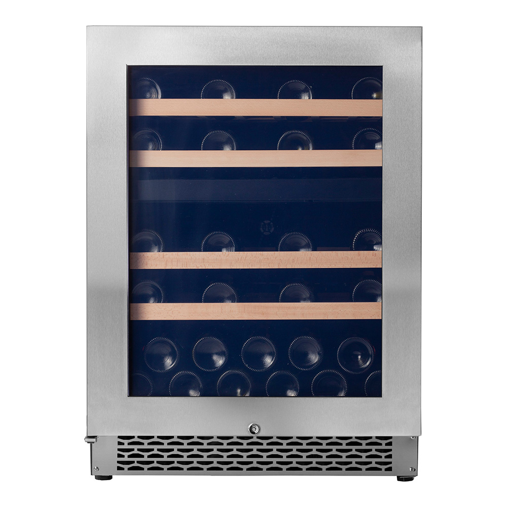 Pevino NG 39 bottles - 2 zones - stainless steel front - black aluminium trim