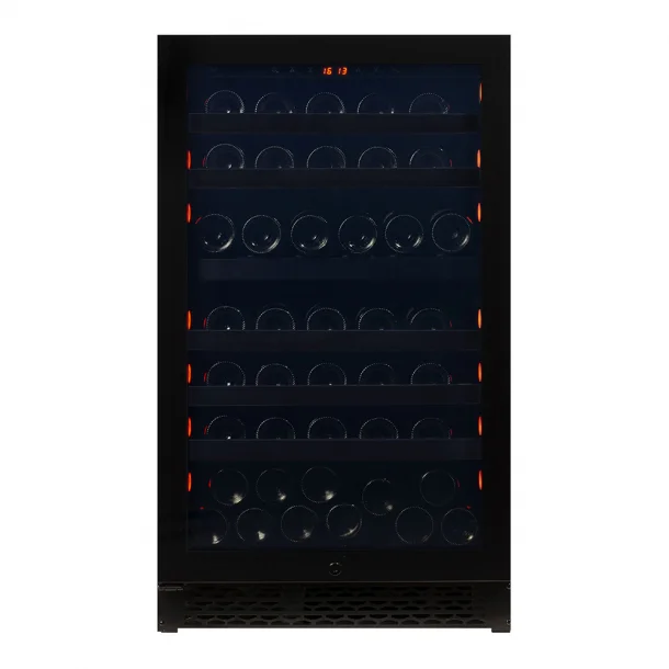 Pevino NG 74 bottles - 2 zones - black glass front - black aluminium trim