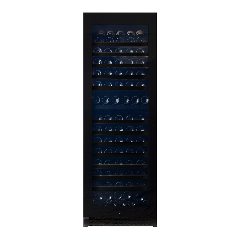 Pevino Majestic 150 bottles - 2 zones - black glass front - black aluminium trim