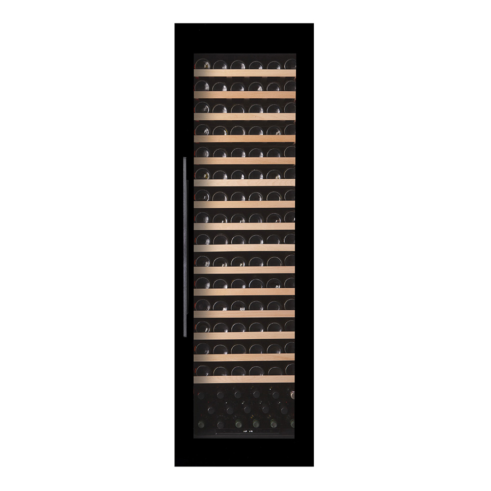 Pevino 107 bottles - 1 zone - black glass front - integrated - black aluminium trim