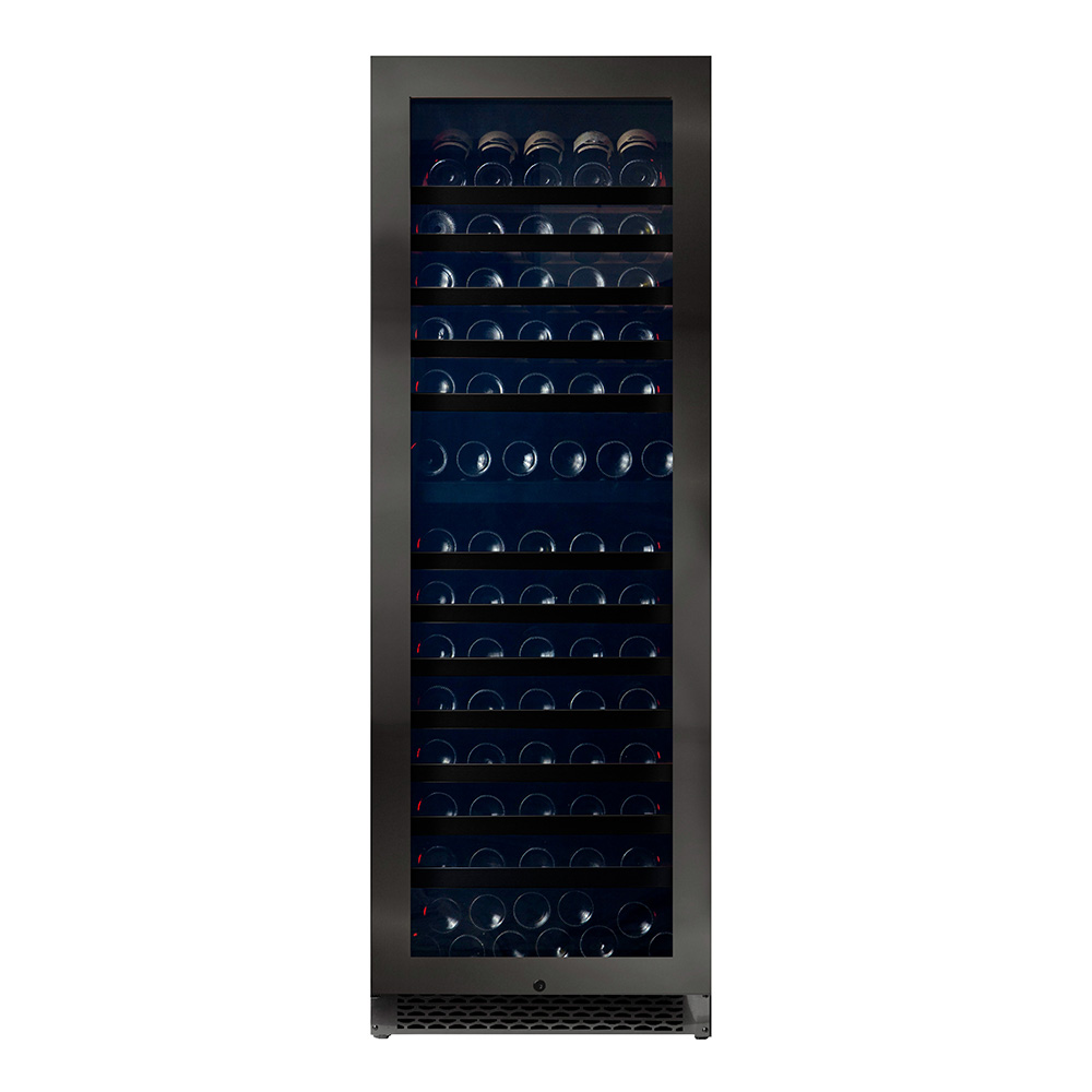 Pevino Majestic 150 bottles - 2 zones - black steel front - black aluminium trim