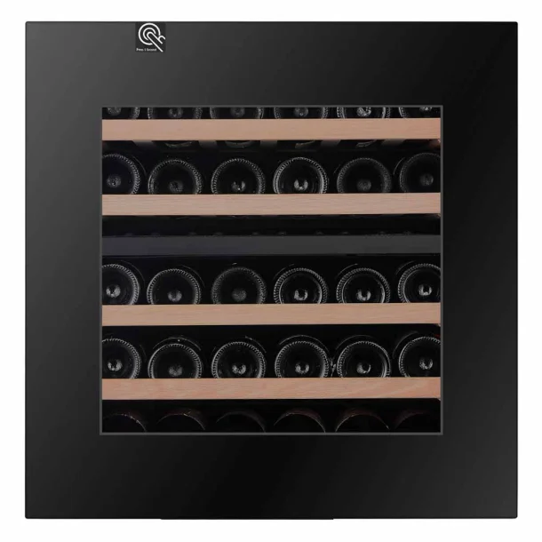 Pevino 30 bottles - push open - 2 zones - black - integrated - wood trim
