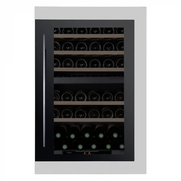 Pevino 42 Flaschen - 2 Zonen Schwarz/edelstahl Front - Integrierbar - Regalfronten aus Edelstahl