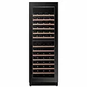 Pevino Majestic 96 bottles - 2 zones - black glass front - wood trim

