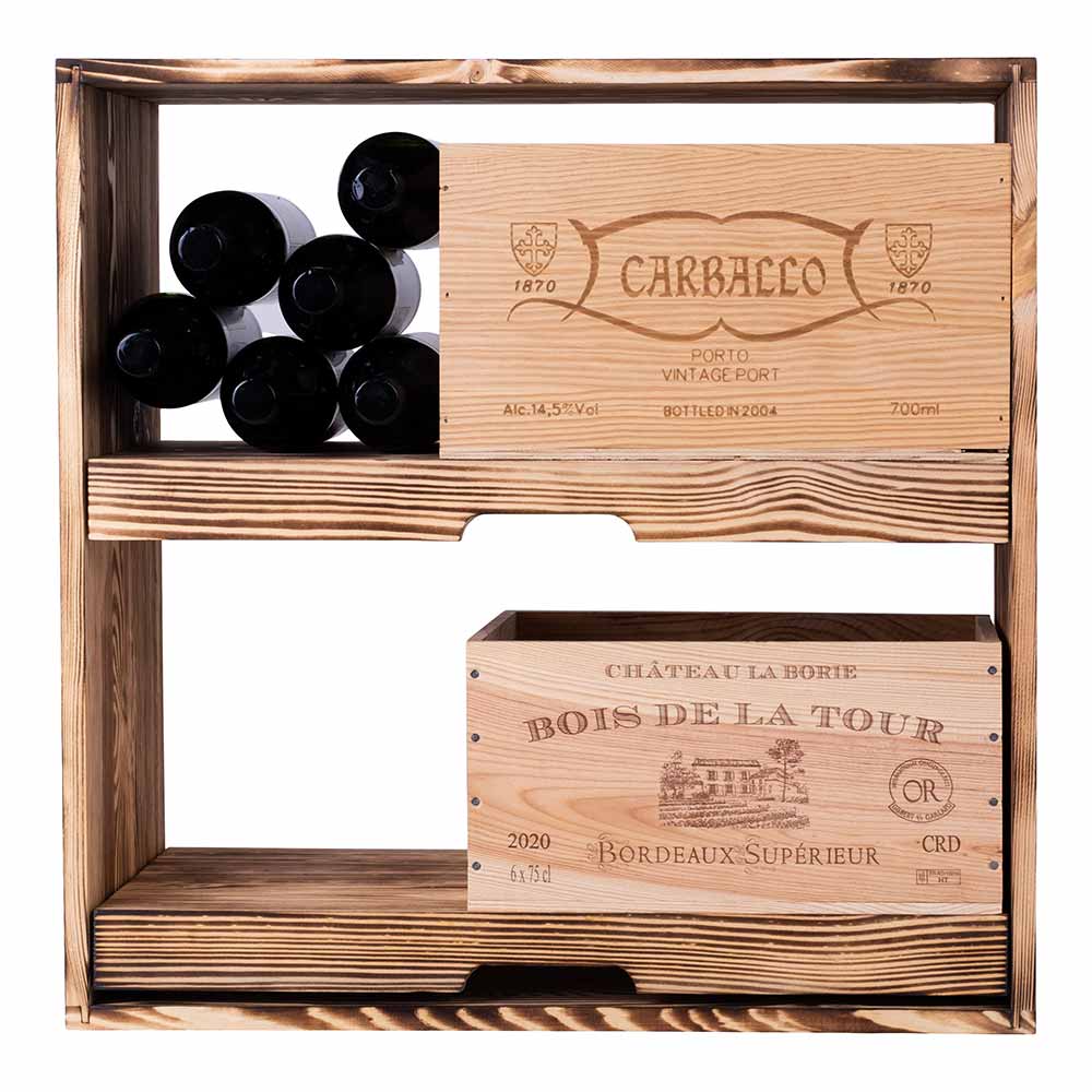 Caverack PERNO - Zwei Ausziehböden - geflammtes Kiefernholz