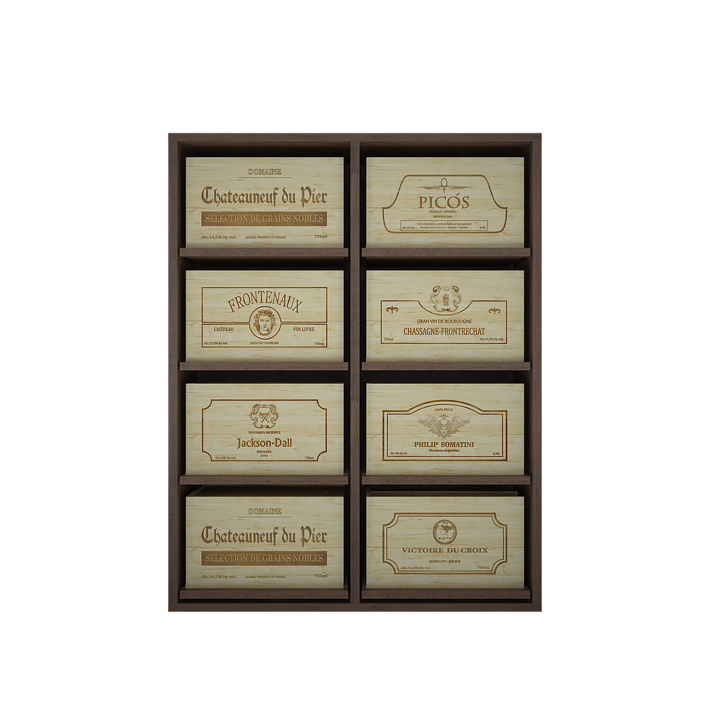 Winerex ESTELA - for 8 wine boxes - pine wood brown stained