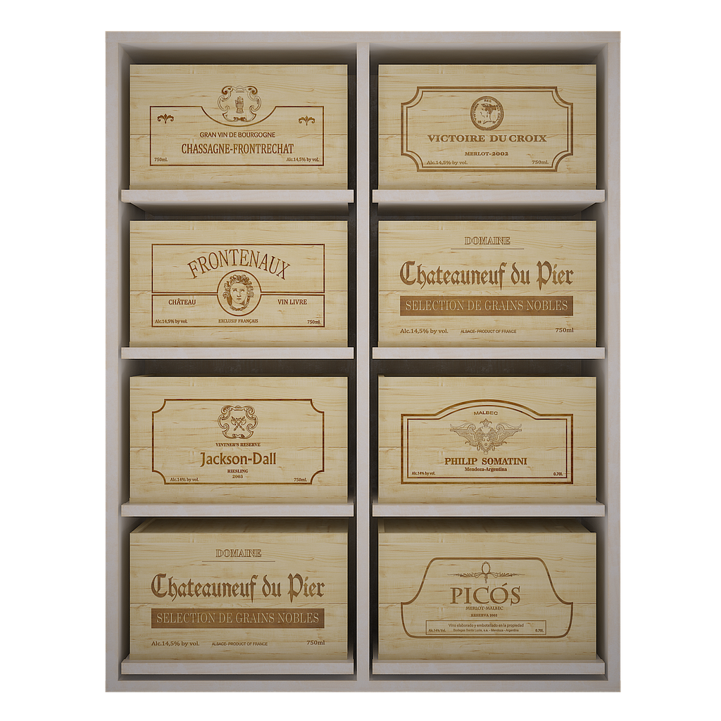 Winerex ESTELA - for 8 wine boxes - pine wood white stained