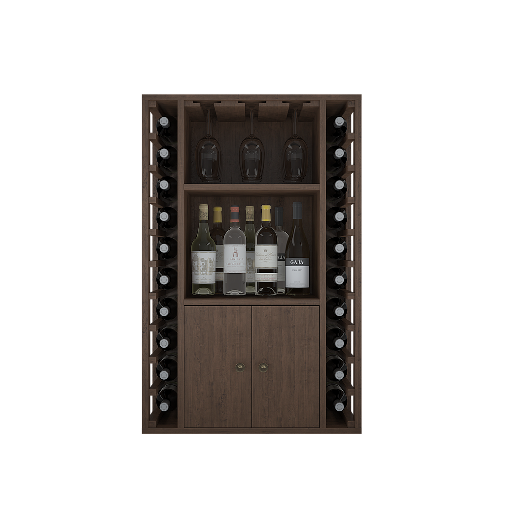 Winerex FARO - 20 bottles + cupboard and shelves - pine wood brown stained