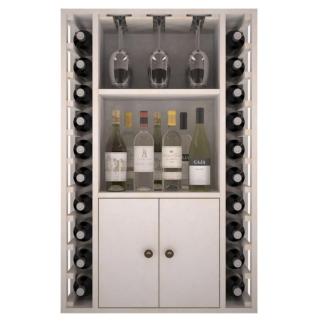 Winerex FARO - 20 Flaschen + Schrank und Fächer - Kiefernholz weiß gebeizt