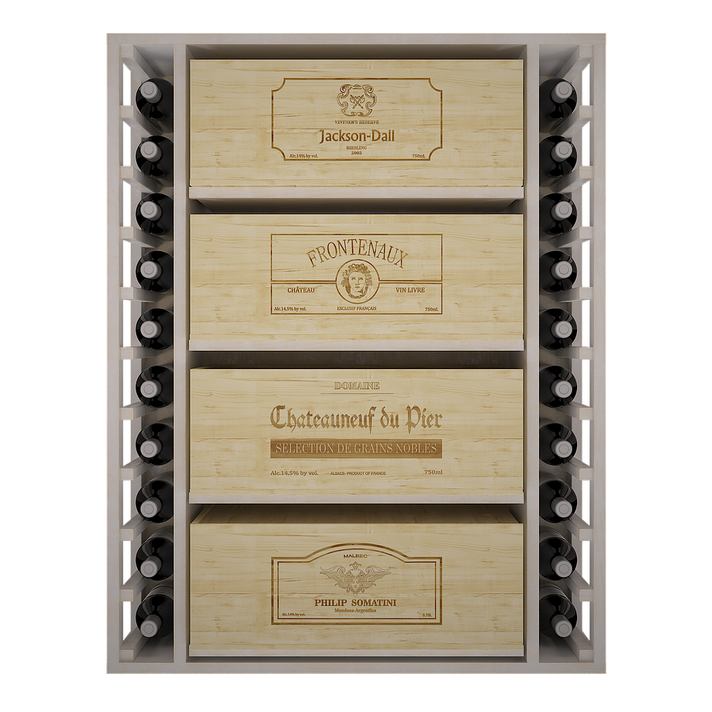 Winerex FERMIN - for 4 wine boxes and 20 bottles - pine wood white stained