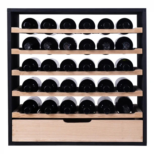 Caverack CLEO - 30 bottles + drawer - oak wood black stained