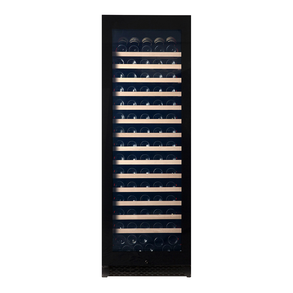 Pevino Majestic 159 bottles - 1 zone - black glass front - wood trim
