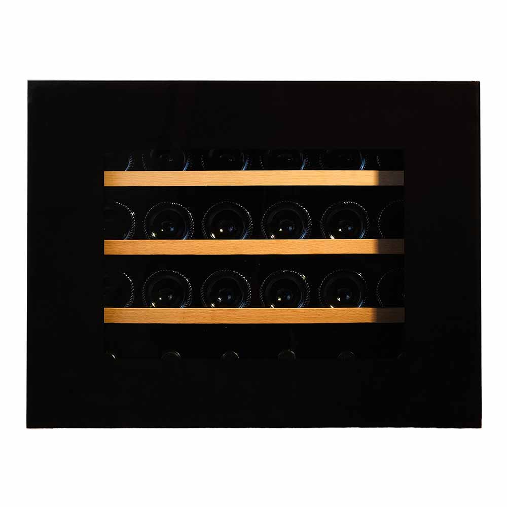 Pevino Push Open 24 bottles - single zone - black glass front - integrated - black aluminium trim