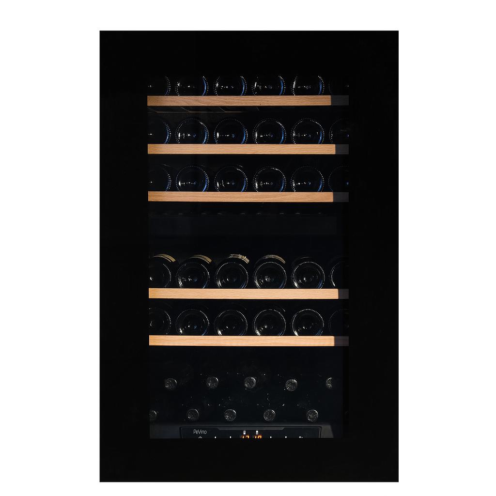 Pevino Majestic Push Open 42 bottles - dual zone - black glass front - integrated - wood trim