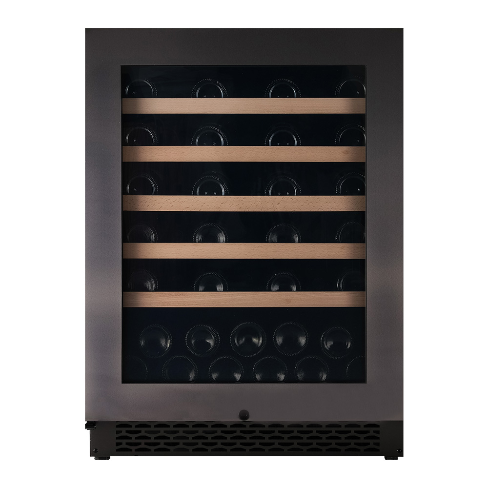 Pevino NG 46 bottles - 1 zone - black steel - wood trim