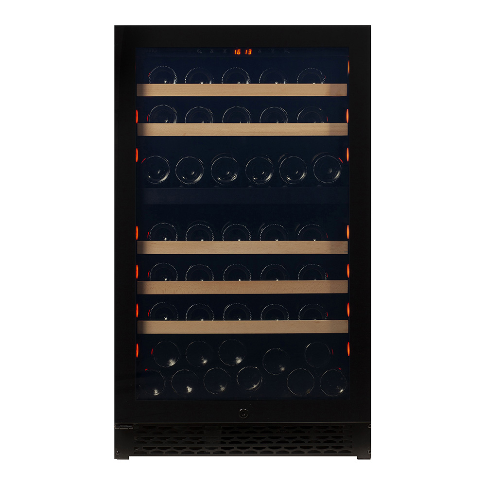 Pevino NG 74 bottles - 2 zones - black glass front - wood trim