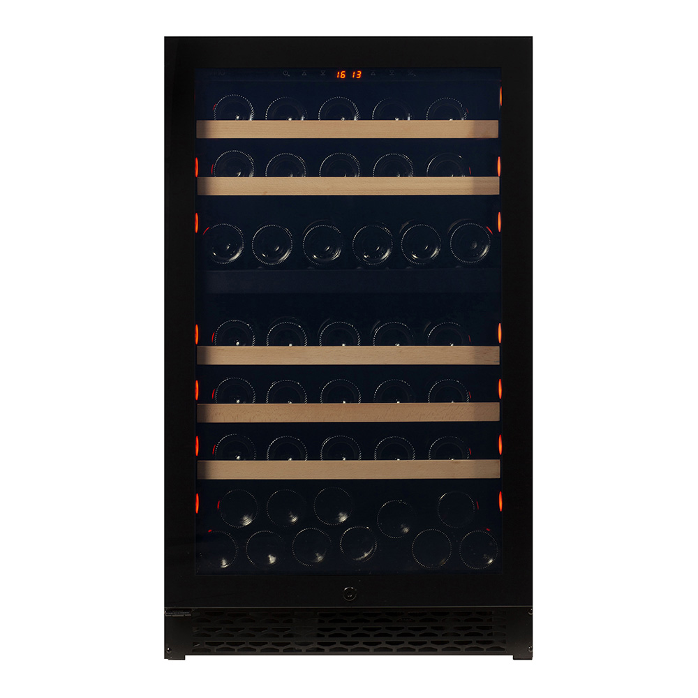 Pevino Majestic NG 74 bottles - 2 zones - black glass front - wood trim