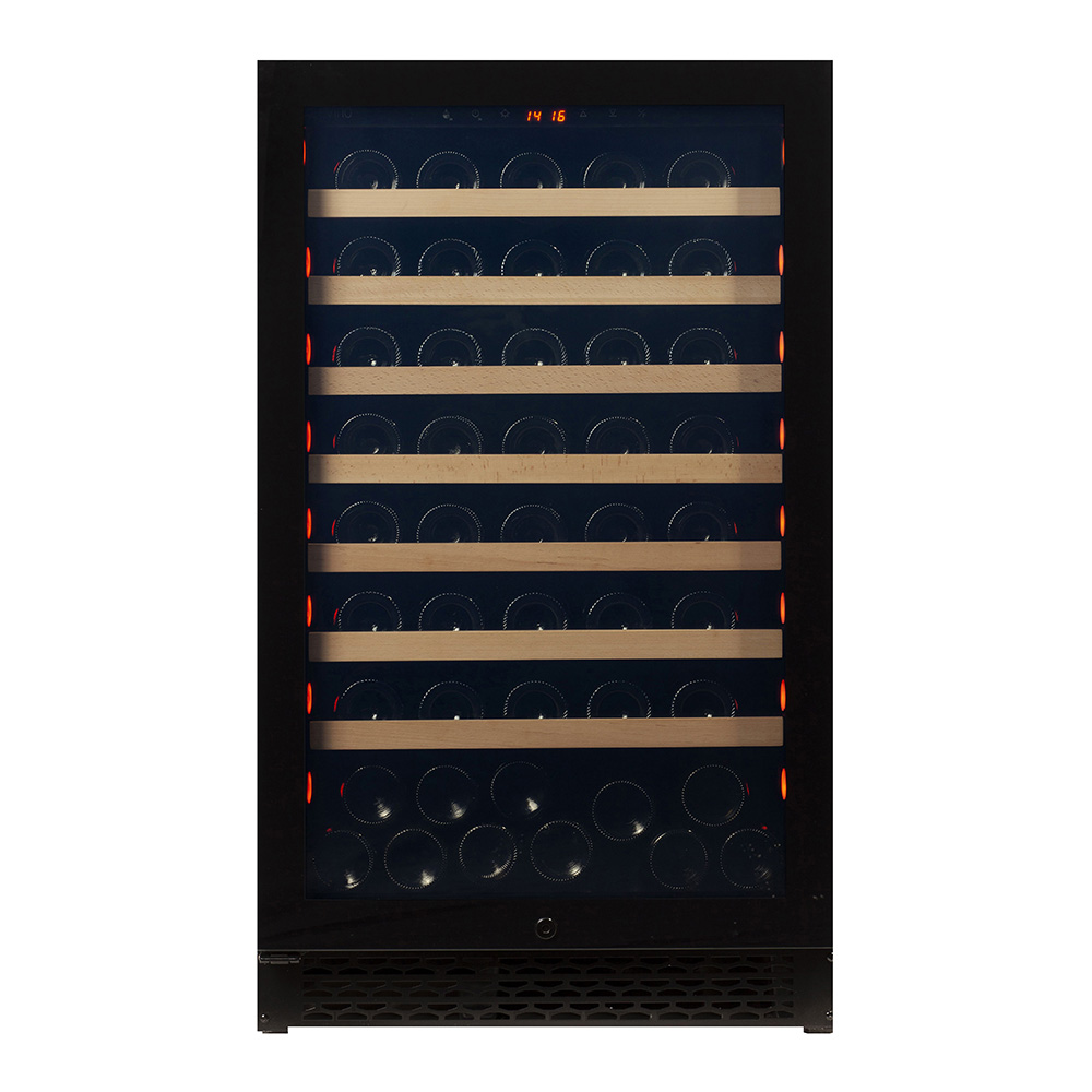 Pevino Majestic NG 83 bottles - 1 zone - black glass front - wood trim