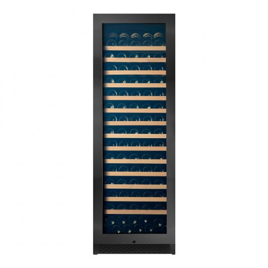 Pevino Majestic 159 bottles - 1 zone - black steel front - wood trim