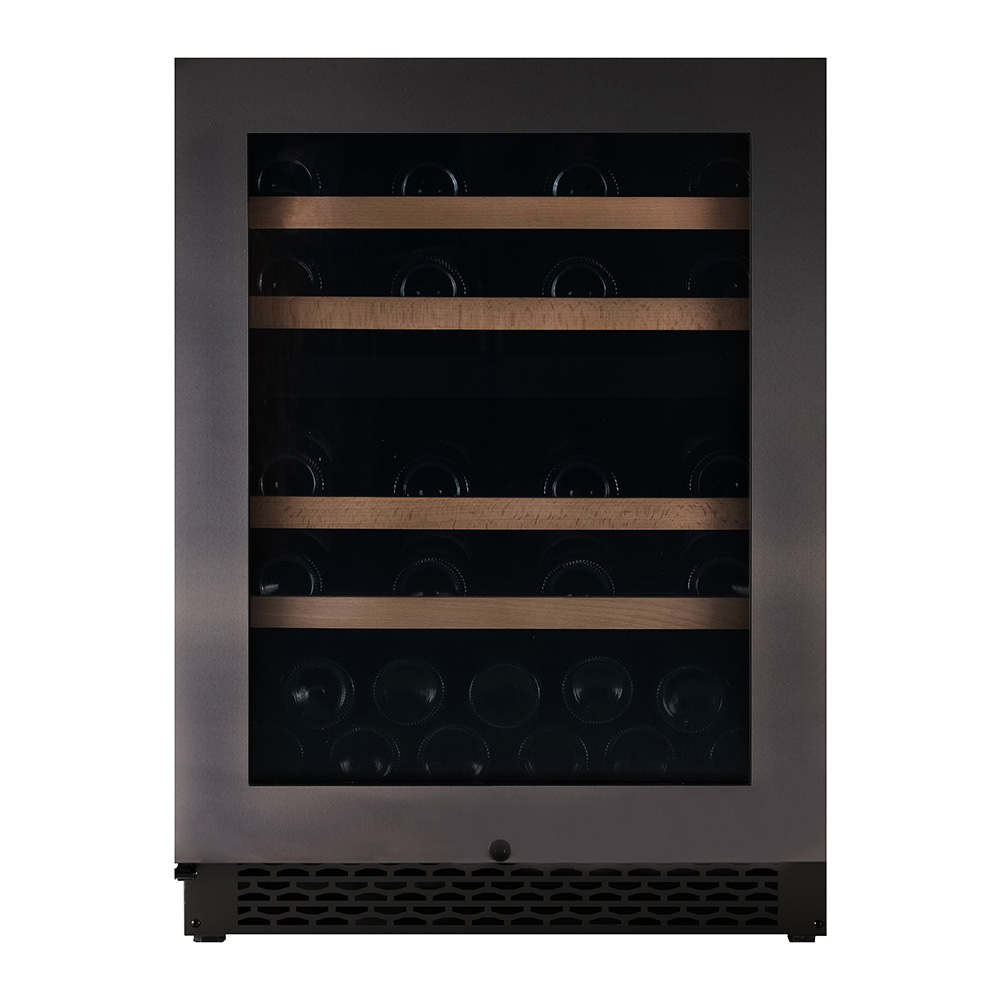 Pevino NG 39 bottles - 2 zones - black steel - wood trim