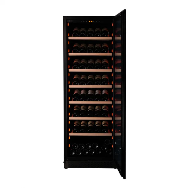 Pevino Majestic Display 159 bottles - 1 zone - black glass front - wood trim